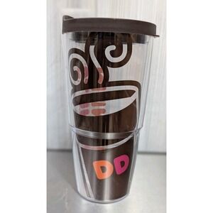 Dunkin Donuts Tervis 24 oz Thermo Hot/Cold Tumbler Cup Brown Lid